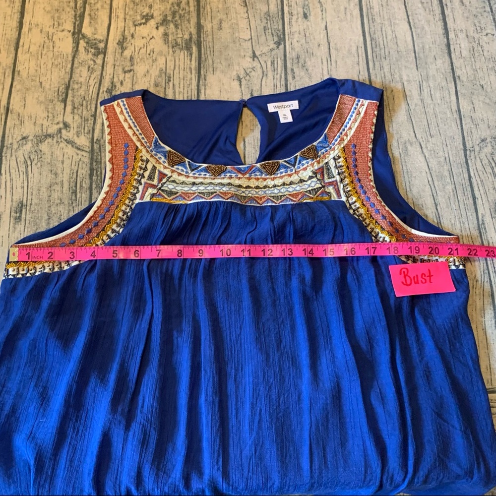 Westport Women’s Blue Tribal dress lined sleeveless XL spring summer casual - Picture 7 of 13